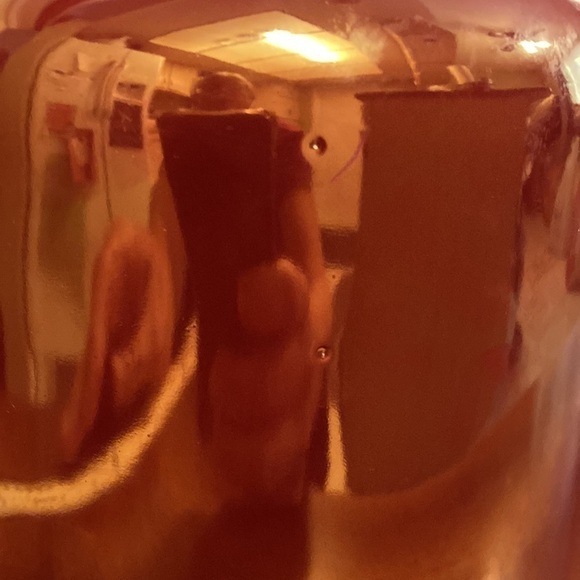 NEW RAE DUNN RED IRIDESCENT HO HO HO LARGE CHUBBY CHRISTMAS CANISTER - Picture 6 of 11